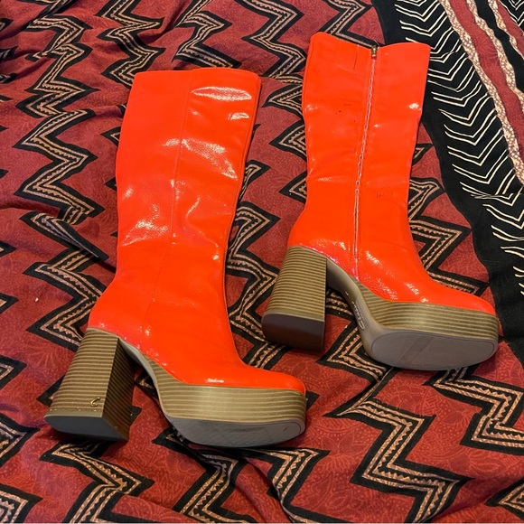 Circus NY by Sam Edelman Sandy Knee High Platform Boots Poppy Haze Orange sz 7 - Picture 5 of 10